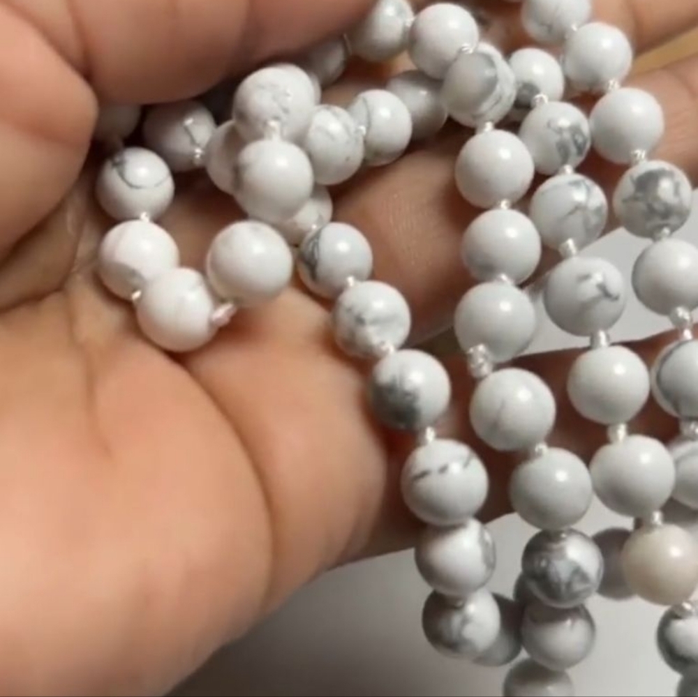 Long Howlite Beaded Necklace,48in.